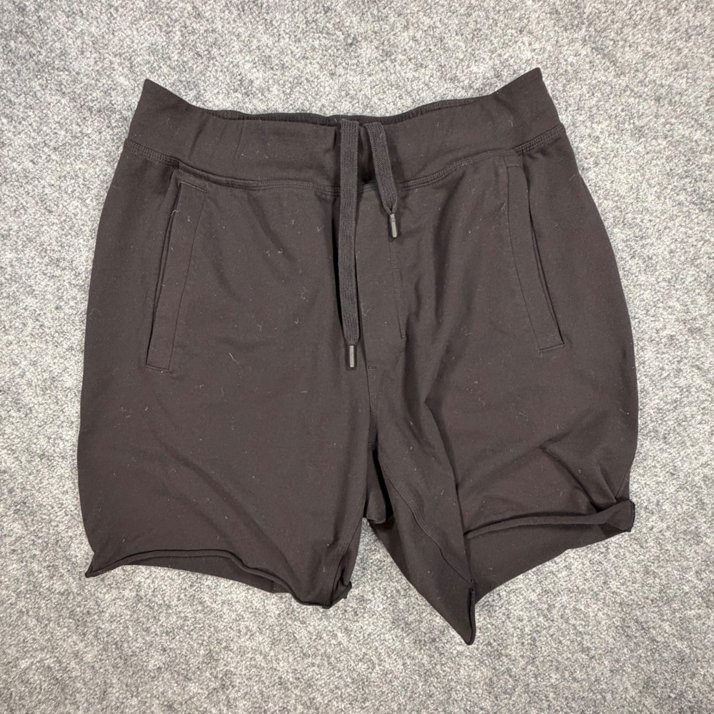 Lululemon Mens City Sweat Shorts Black Size L Raw Hem Athletic Loungewear 0694